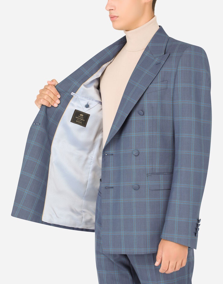 Double-breasted checked wool Sicily-fit suit - 6