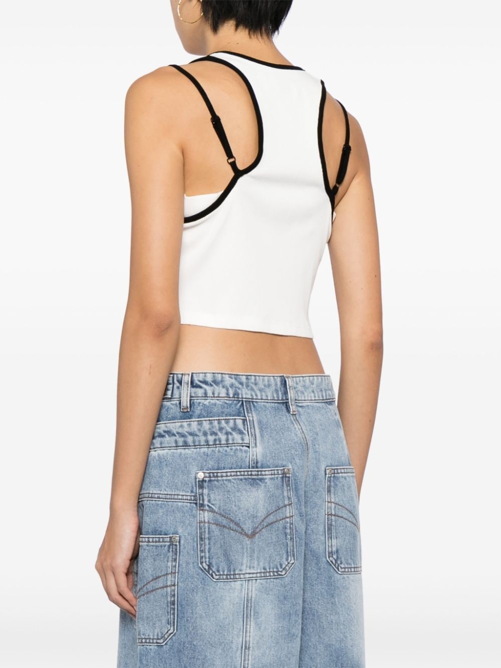 logo-embroidered cropped top - 4