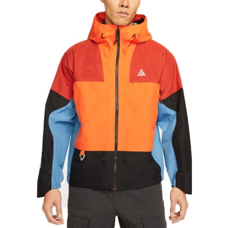 Nike Contrasting Colors Casual waterproof Hooded Jacket Orange DB3560-817 - 4