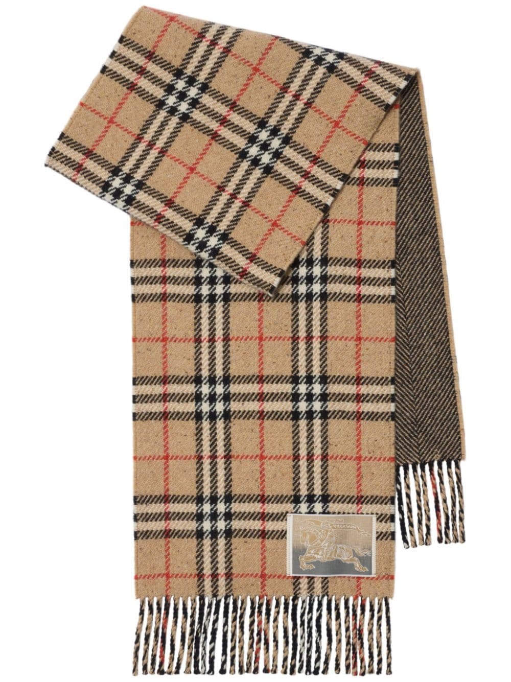 reversible checked cashmere scarf - 1