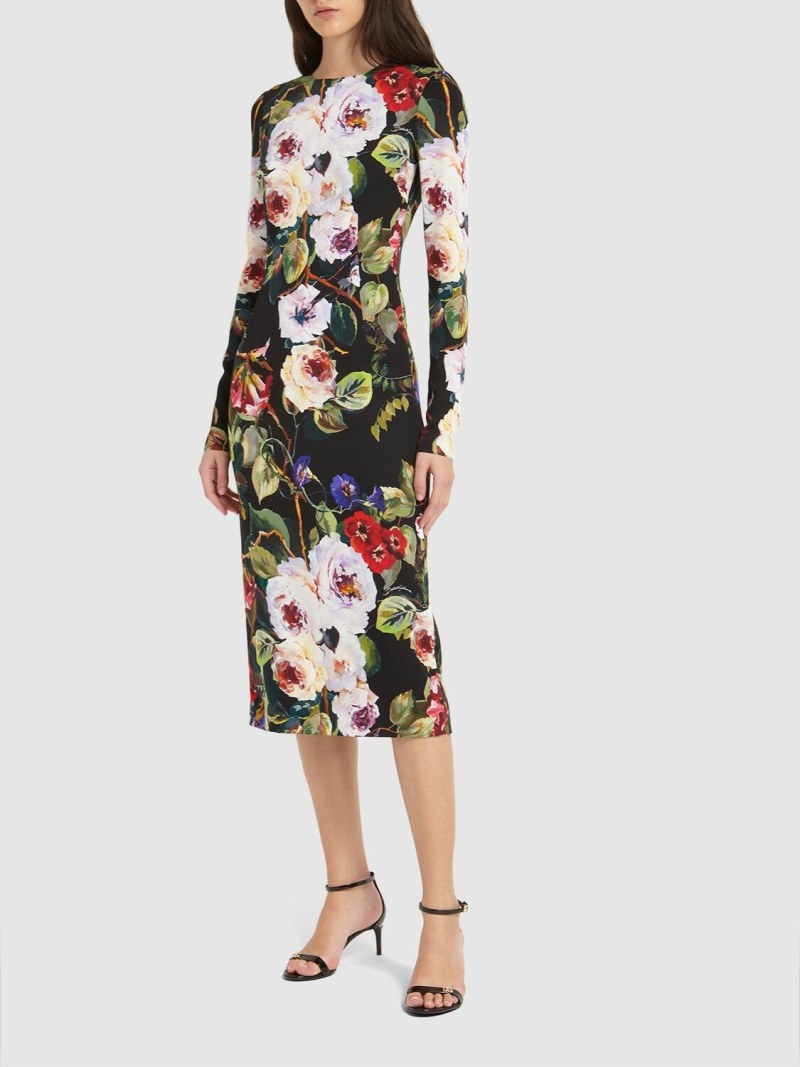 Silk charmeuse flower print midi dress - 2