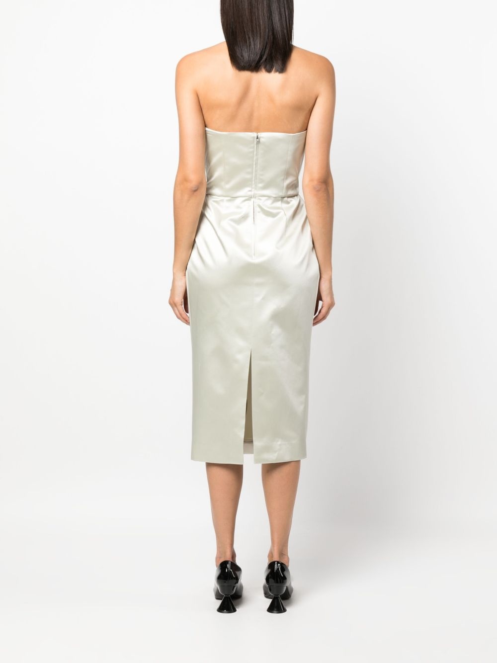 strapless silk midi dress - 4