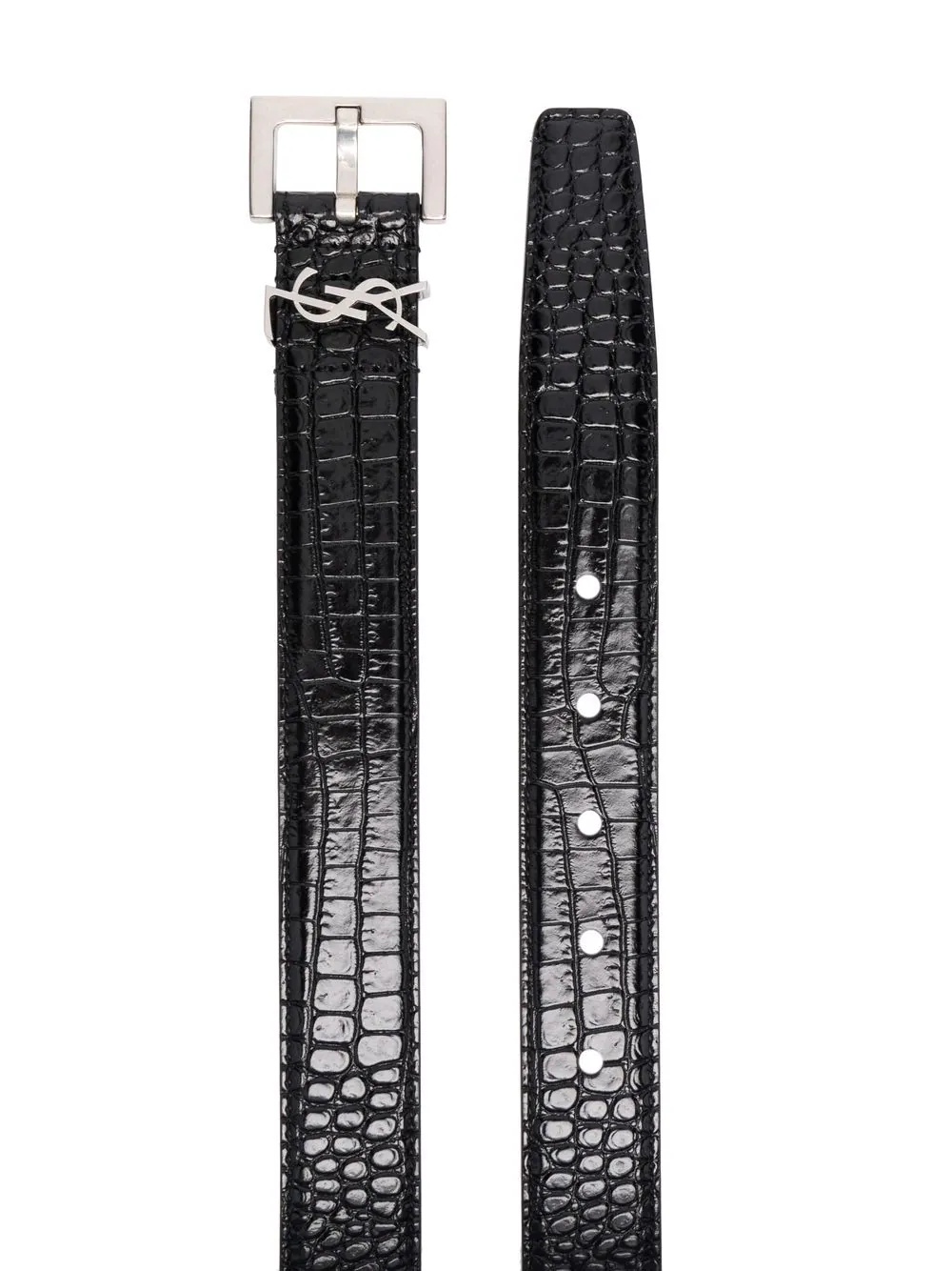 crocodile-effect leather belt - 2