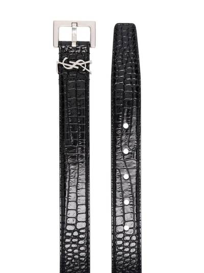 SAINT LAURENT crocodile-effect leather belt outlook