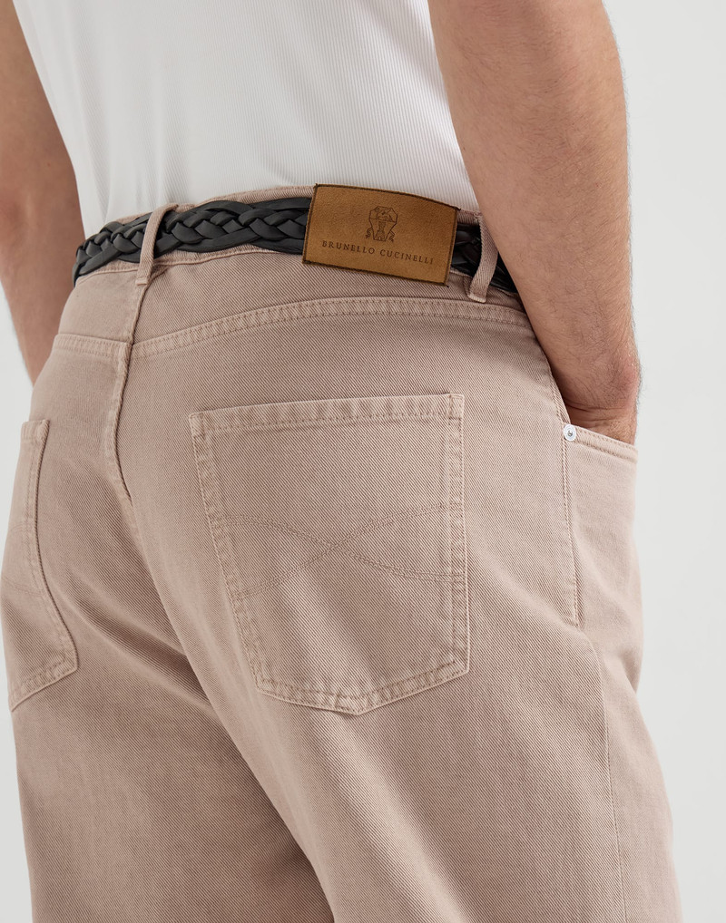 Garment-dyed iconic fit five-pocket trousers in denim 4