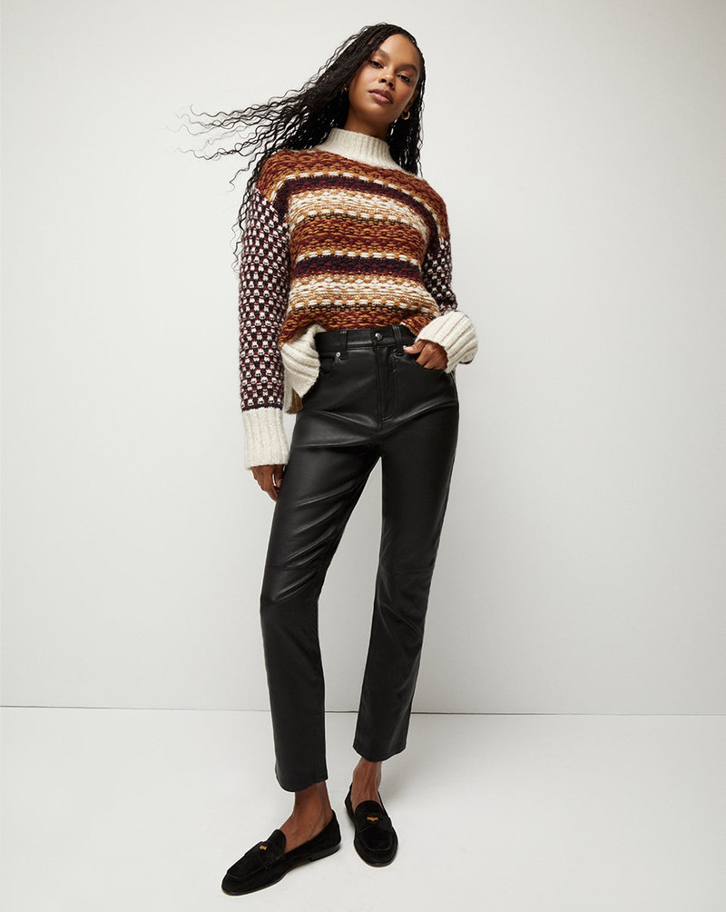 VERONICA BEARD CARLY KICK-FLARE LEATHER PANT outlook