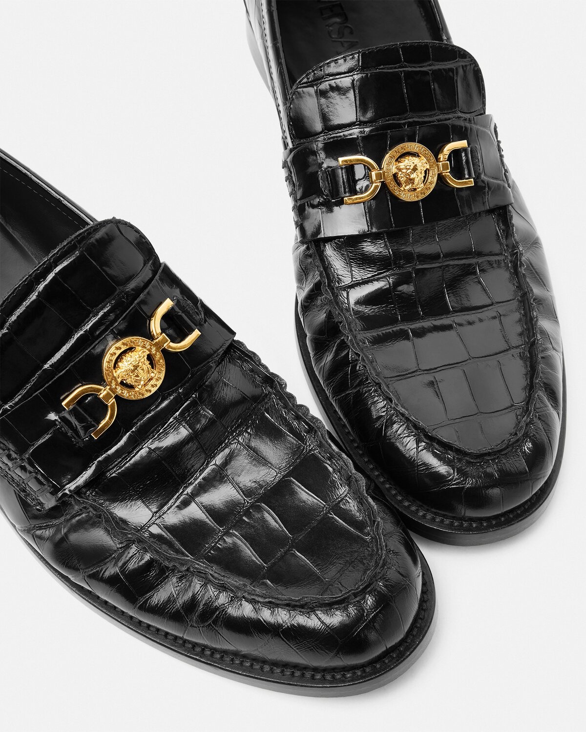 Versace Medusa chain-link leather loafers - Black