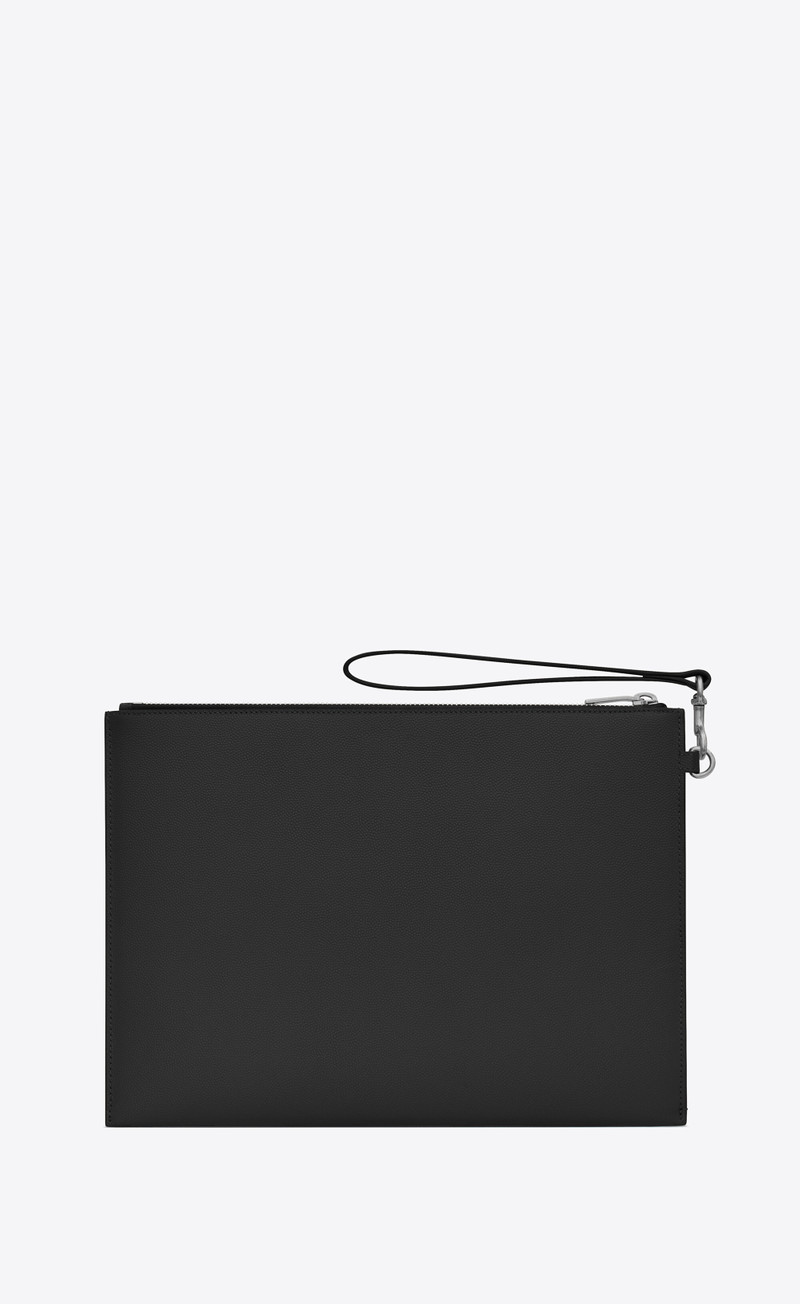 SAINT LAURENT saint laurent paris zipped tablet holder in grain de poudre-embossed leather outlook