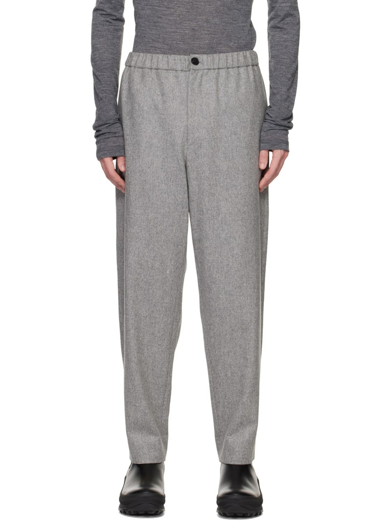 Gray Elasticized Waistband Trousers - 1