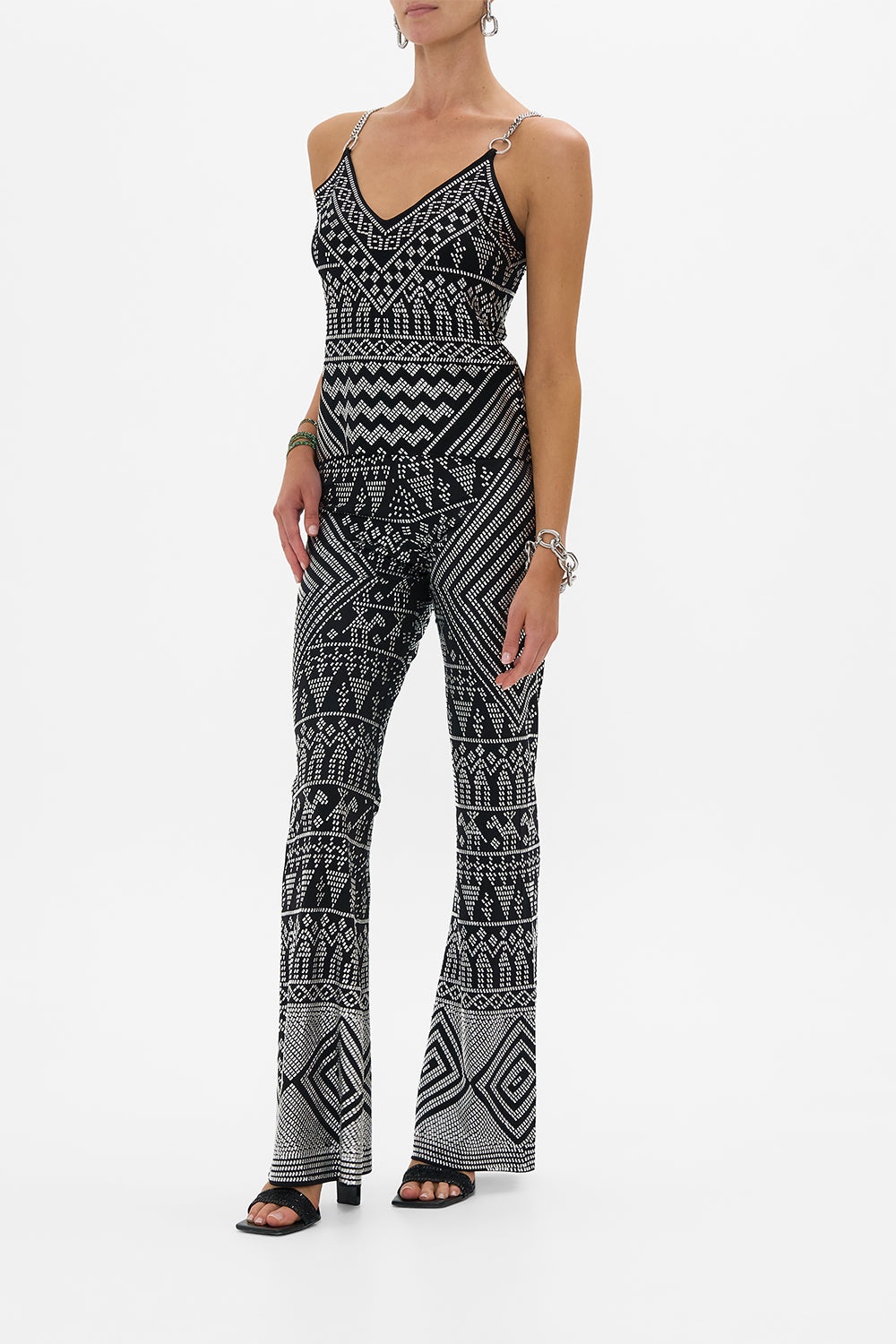 JERSEY FLARE PANT WITH ALL OVER HOTFIX - 4