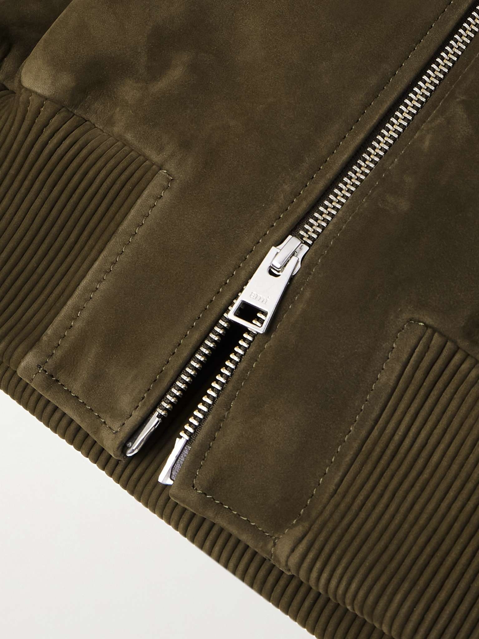 Logo-Embossed Suede Bomber Jacket - 5