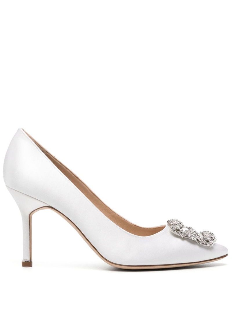 Manolo Blahnik Hangisi 90mm satin stiletto pumps outlook