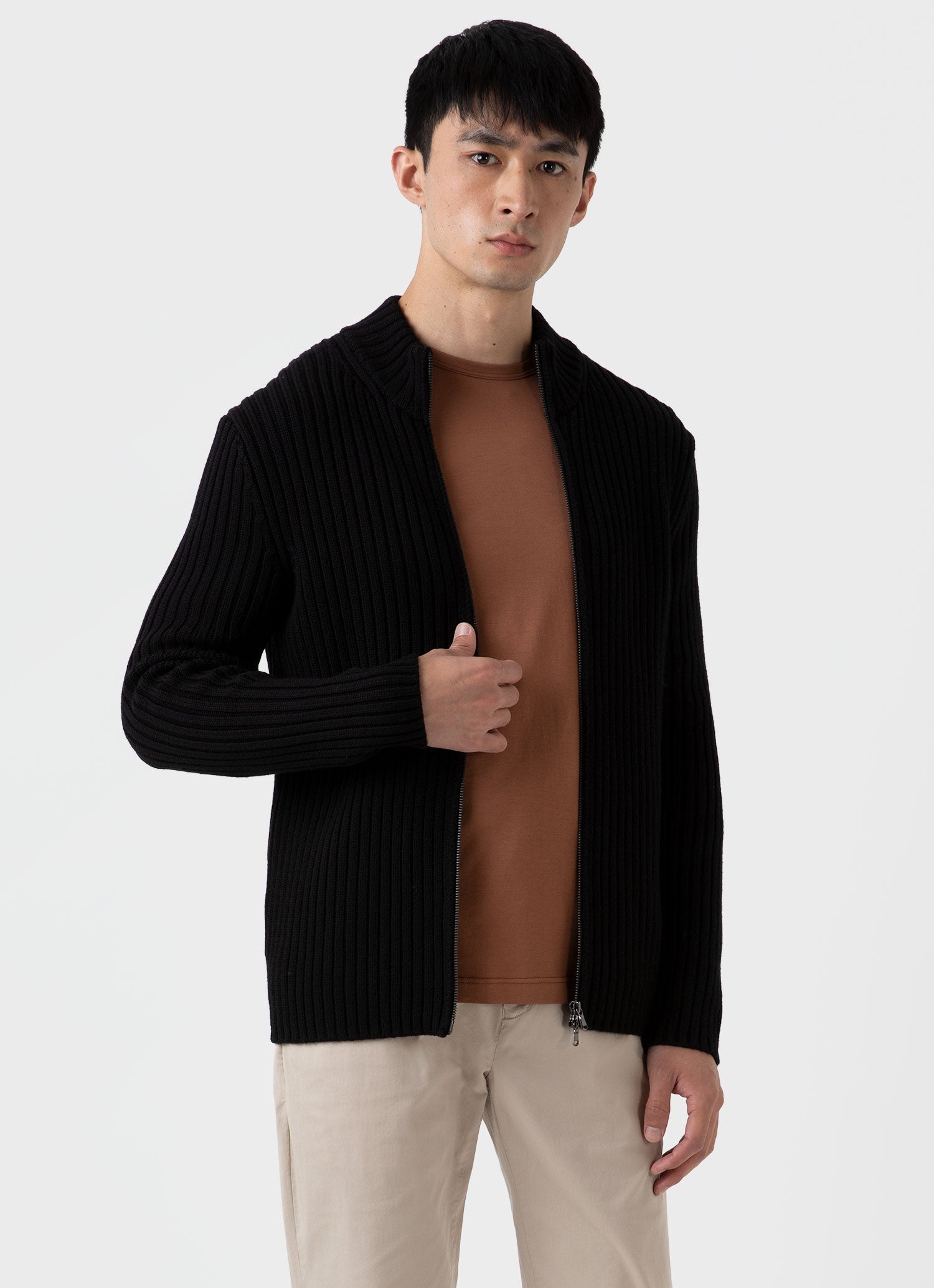 Merino Rib Zip Cardigan - 2