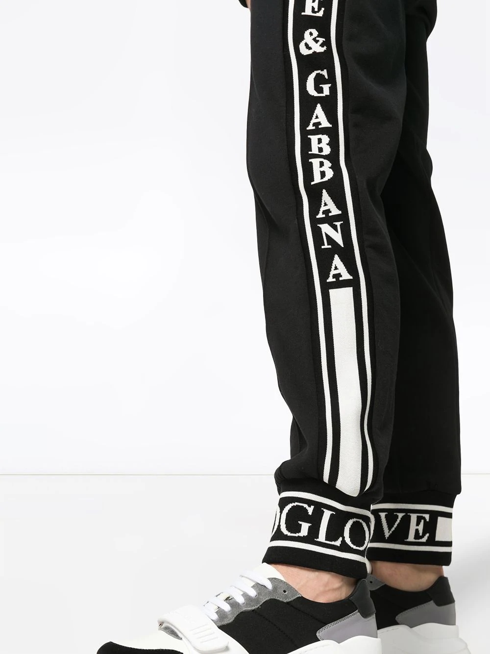 logo stripe cotton track pants - 5