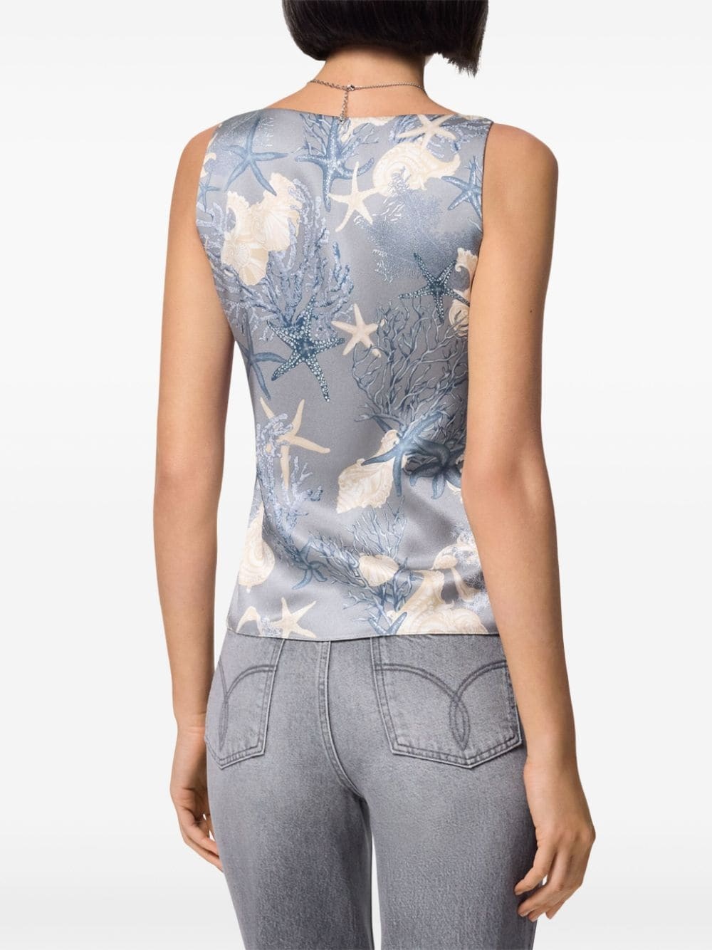 Barocco Sea cowl-neck silk top - 4