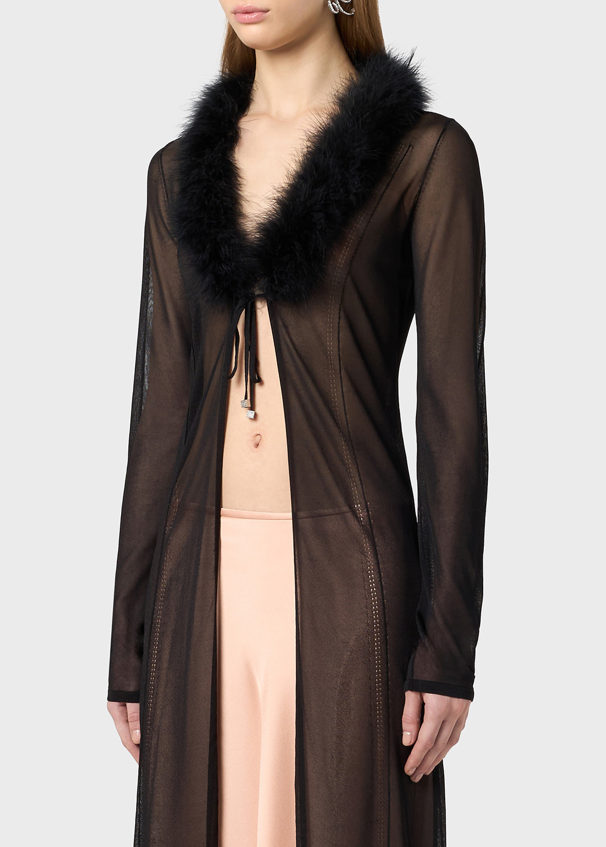 LONG CARDIGAN WITH FEATHERS - 5
