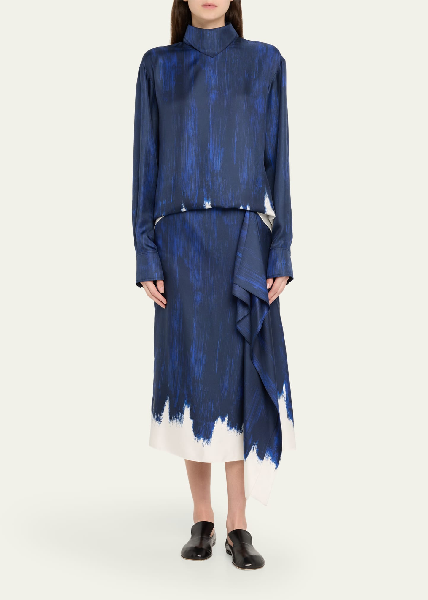Mara Double Printed Silk Twill Top - 2