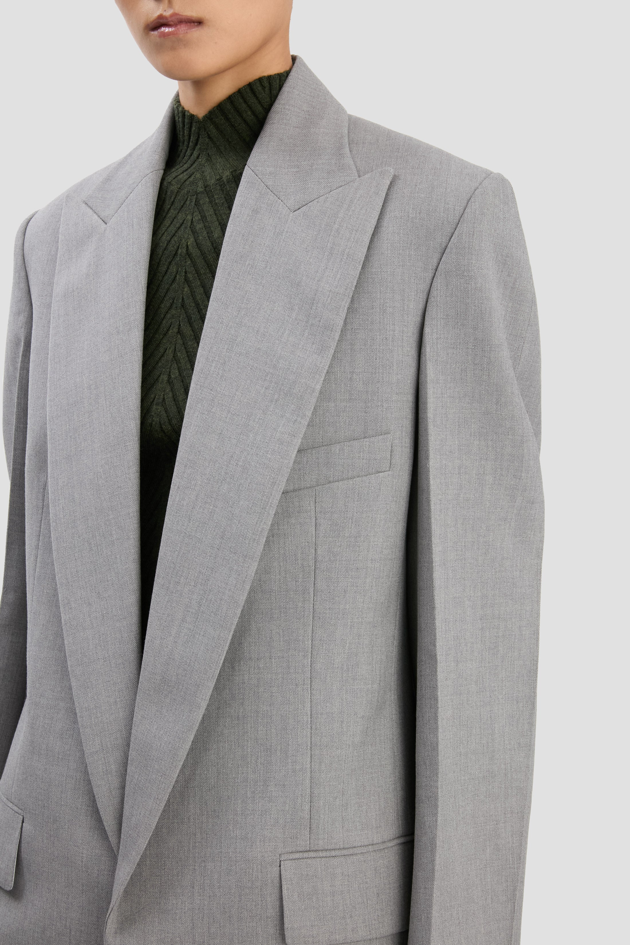 Sculptural Sleeve Jacket In Light Grey Melange - 4