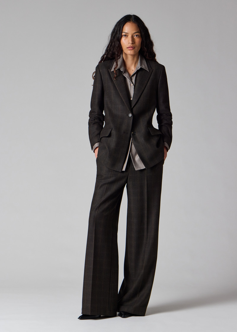 Women's Black Flecked Check Wide-Leg Trousers 4
