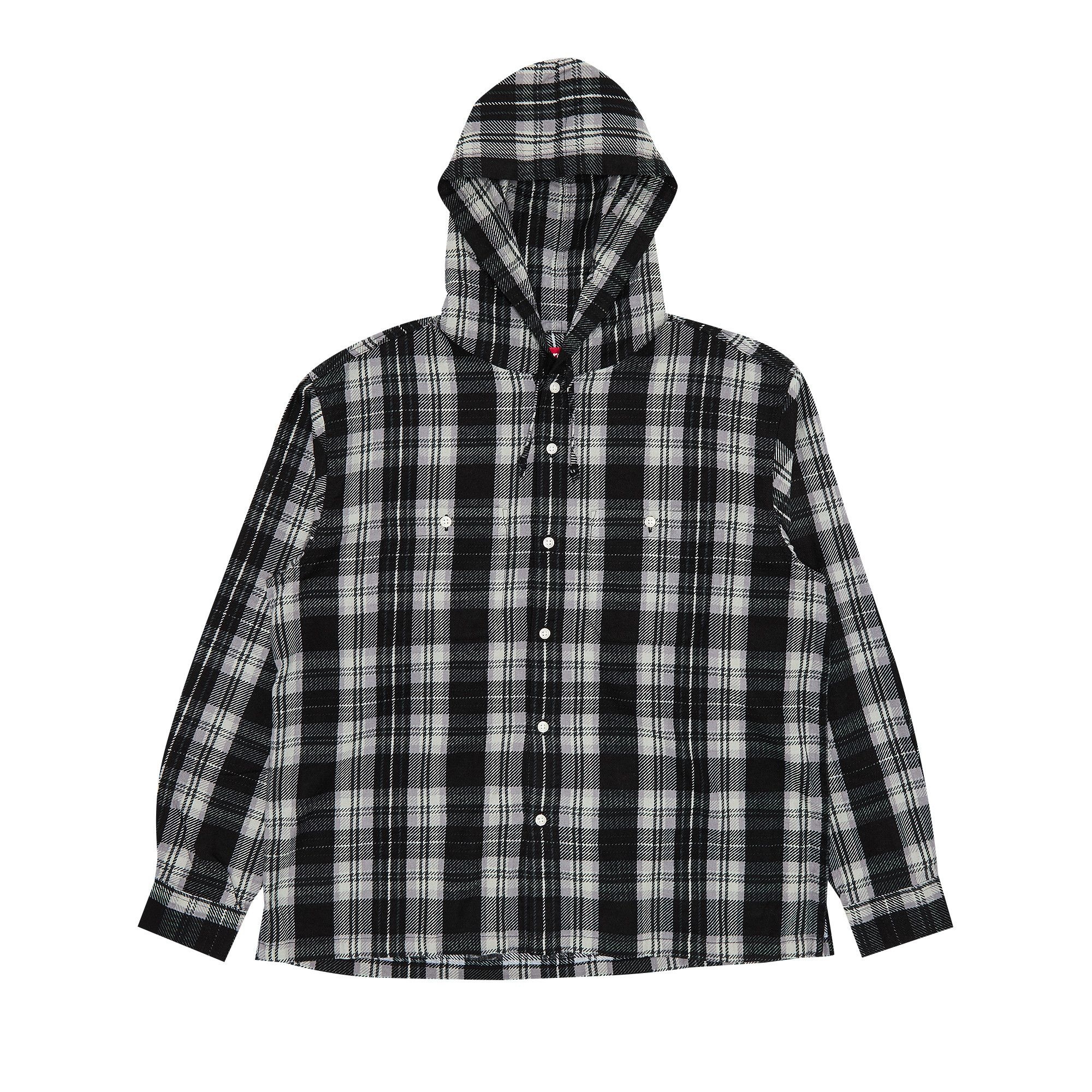 Supreme Printed Hooded Flannel Shirt 'Black' - 1