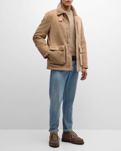 Brunello Cucinelli Men's Lamb Shearling-Lined Suede Parka outlook