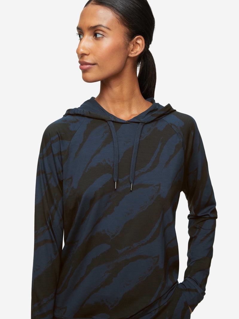 Women's Pullover Hoodie London 8 Micro Modal Stretch Navy - 4