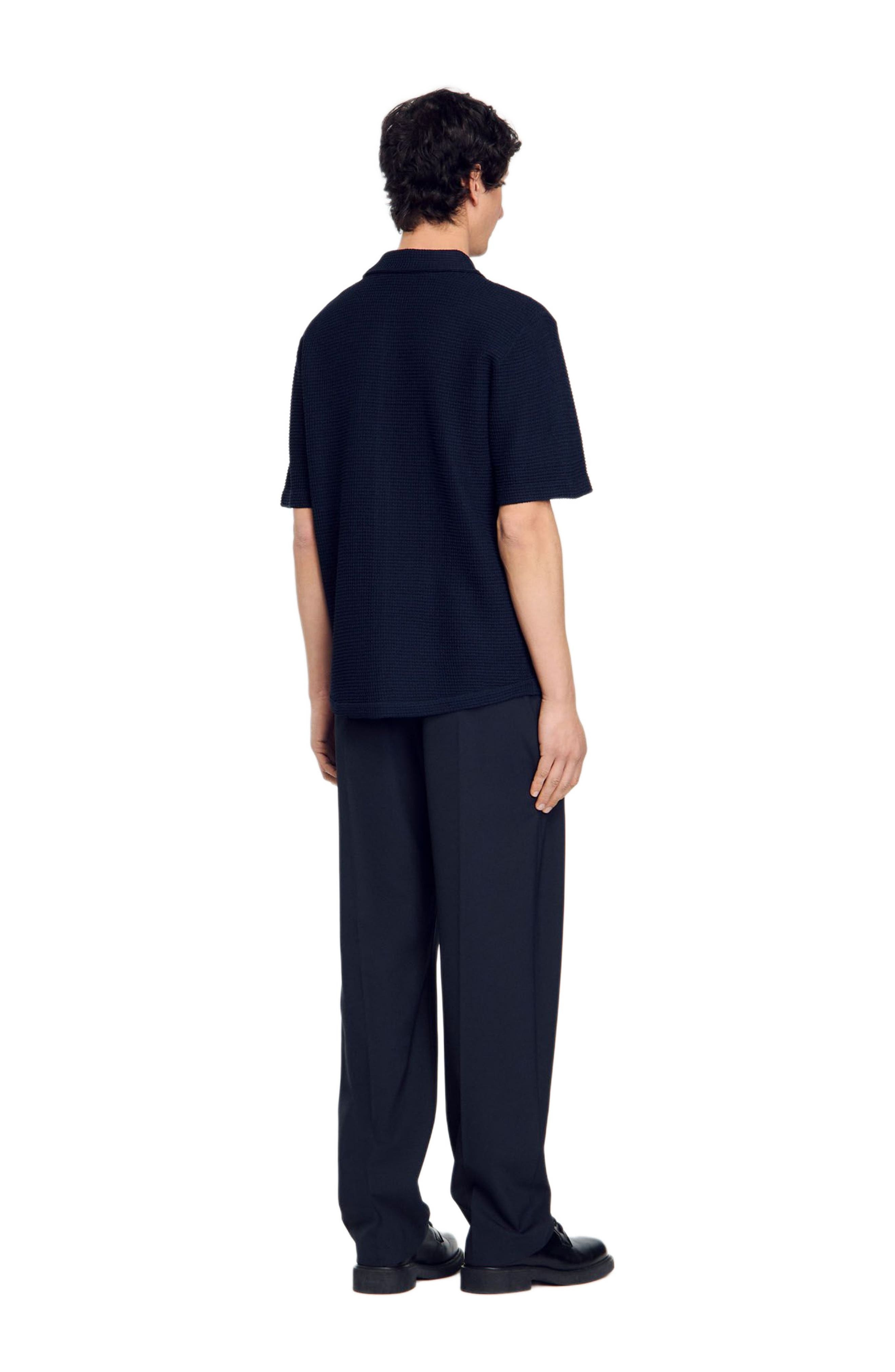 SANDRO Waffled shirt in Midnight Blue at Nordstrom - 2
