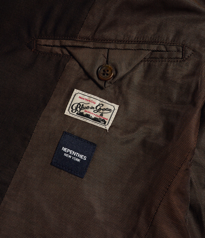 Andover Jacket for Nepenthes NY and Blue in Green - Dark Brown Tropical Wool 7