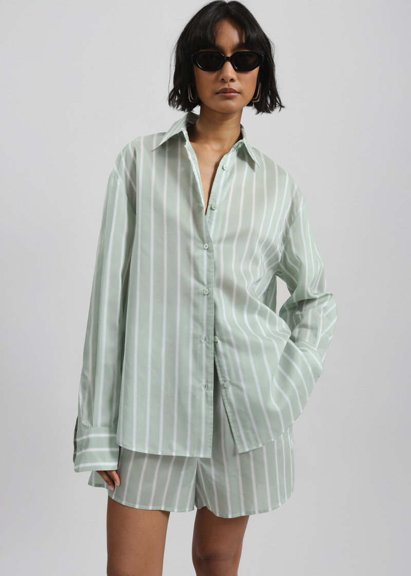 Peri Silk Shirt - Green Stripe 7