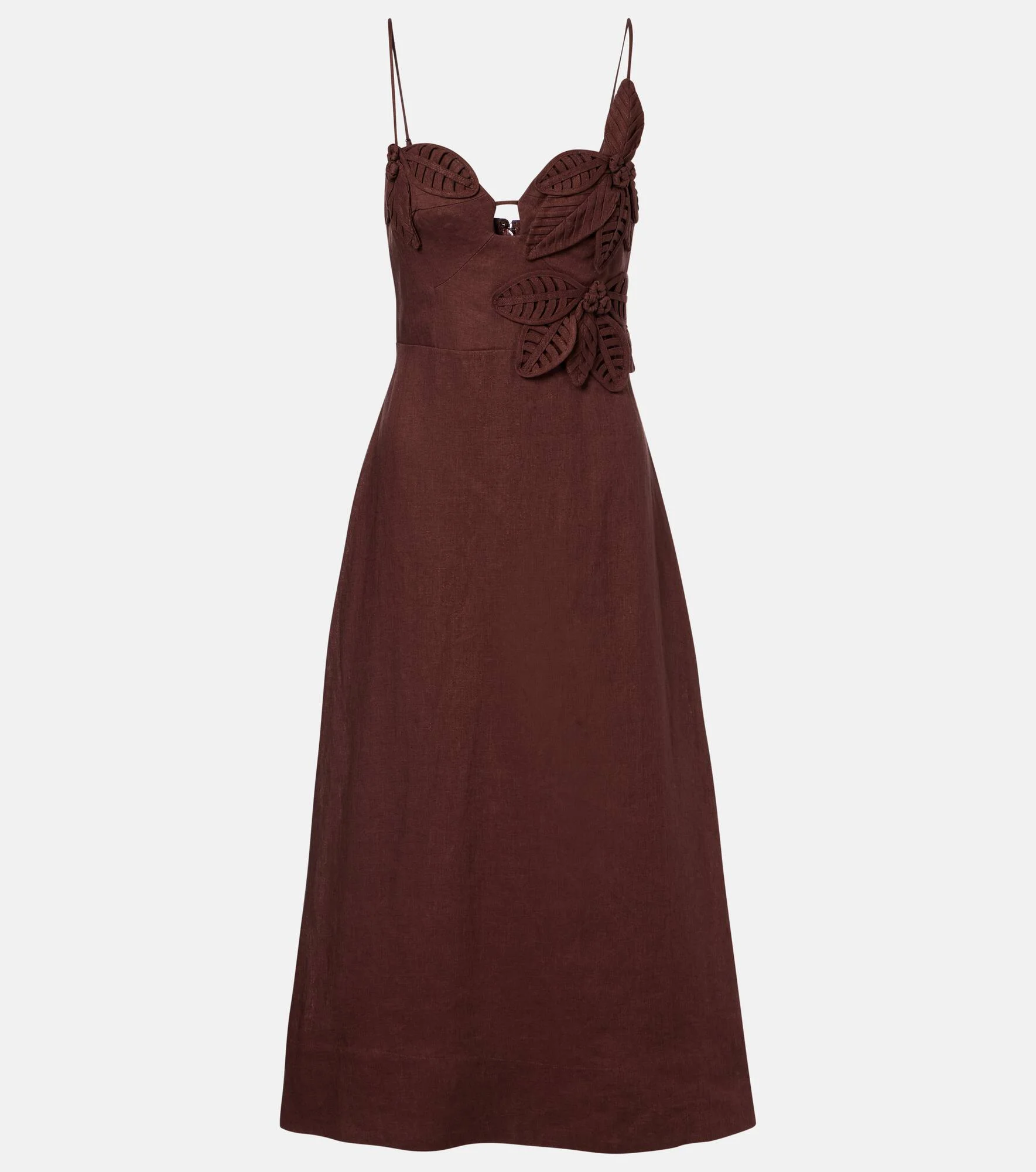 Appliqué linen midi dress - 1