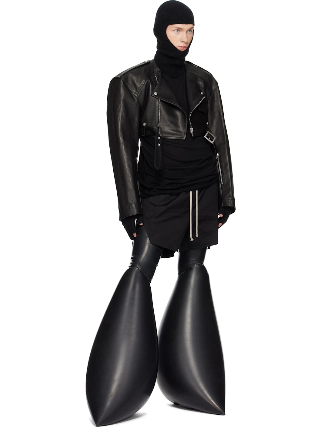 Black Porterville Micro Leather Biker Jacket - 5