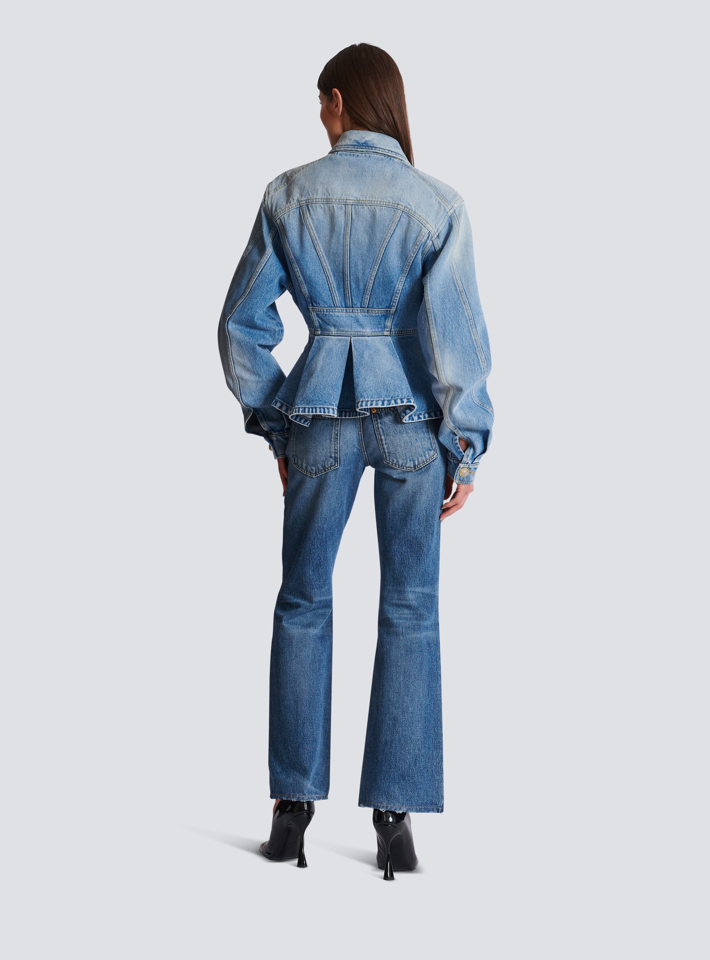Pleated denim jacket - 4