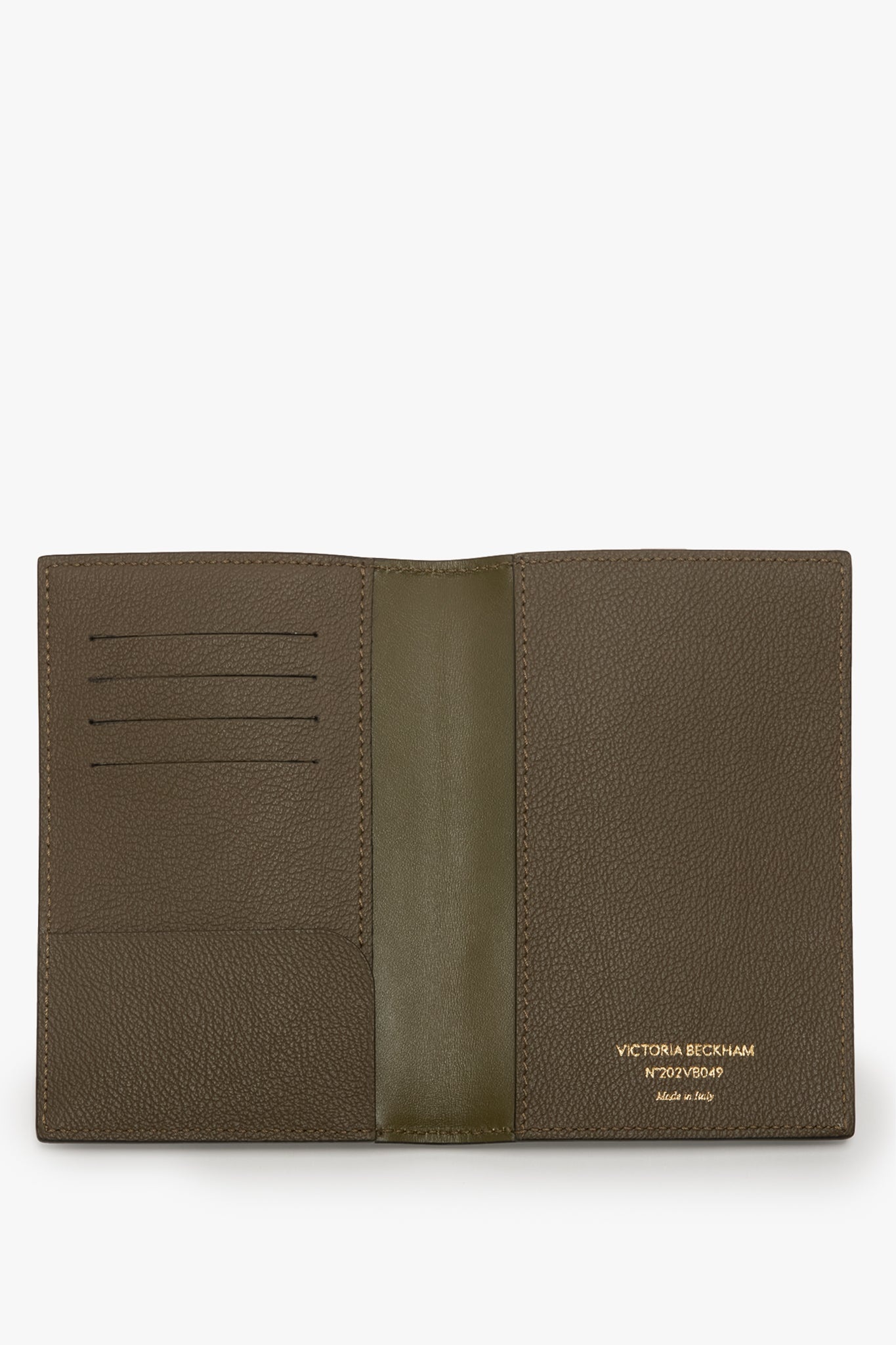 Passport Holder In Khaki Soft Grained Leather - 3