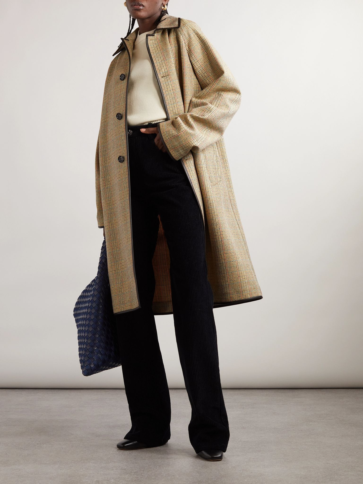 Plaid woven coat Light brown - 2
