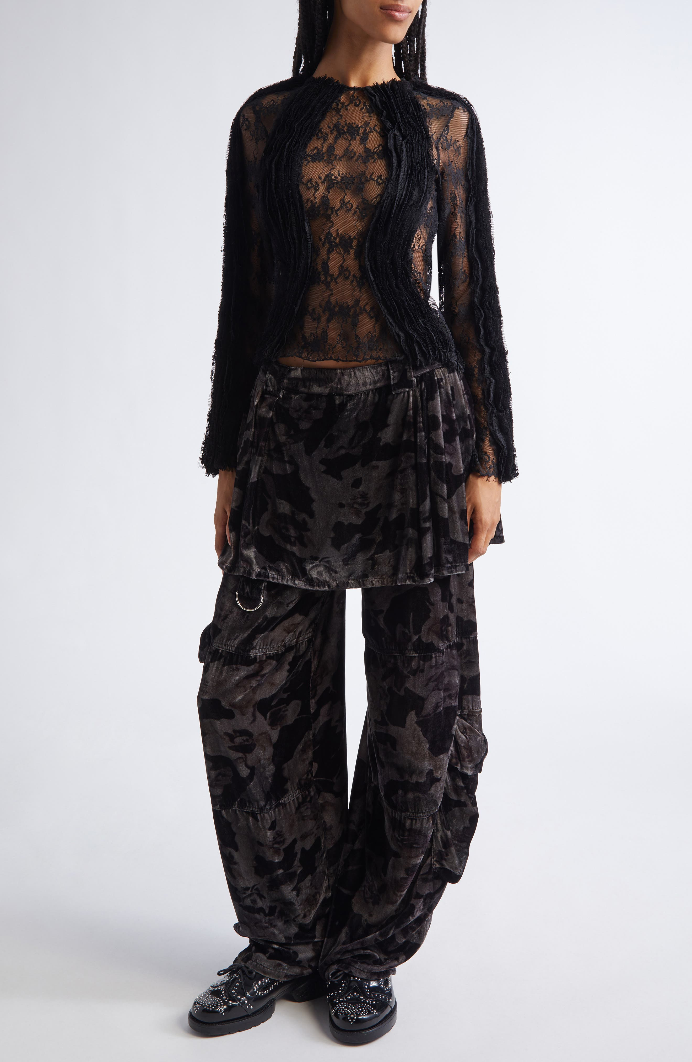 Collina Strada Wavy Dandelion Lace Top in Black at Nordstrom - 2