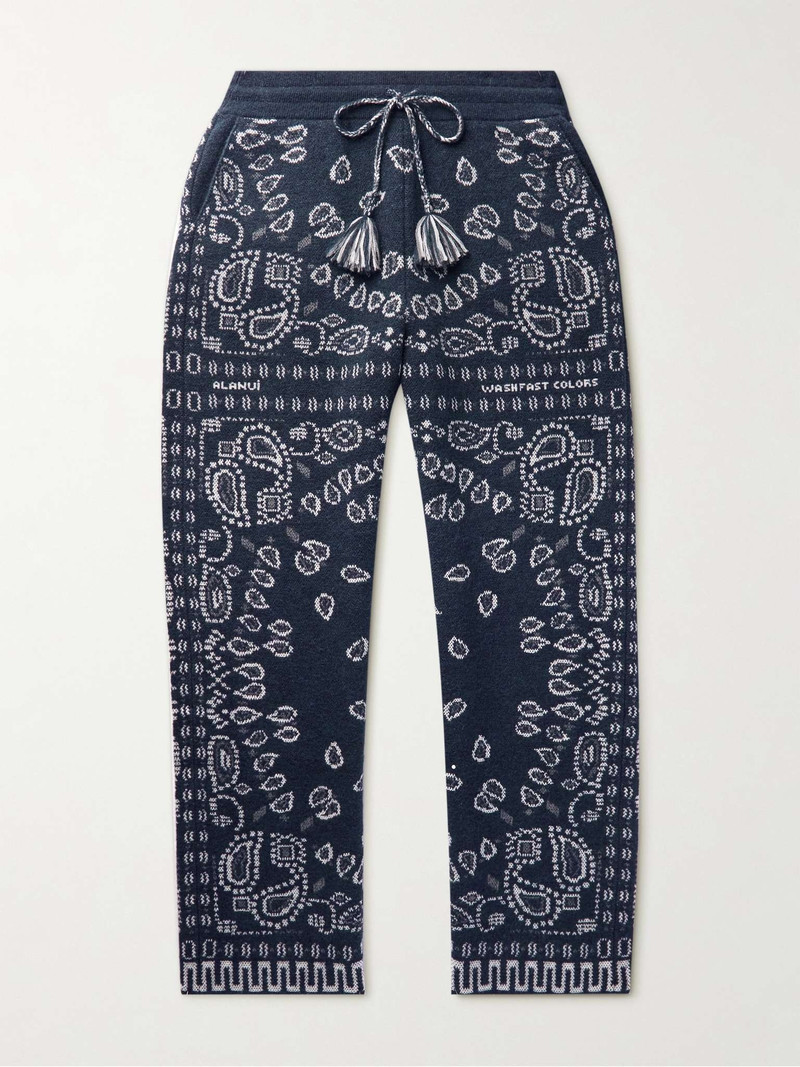 Wide-Leg Bandana-Jacquard Virgin Wool-Blend Sweatpants 1