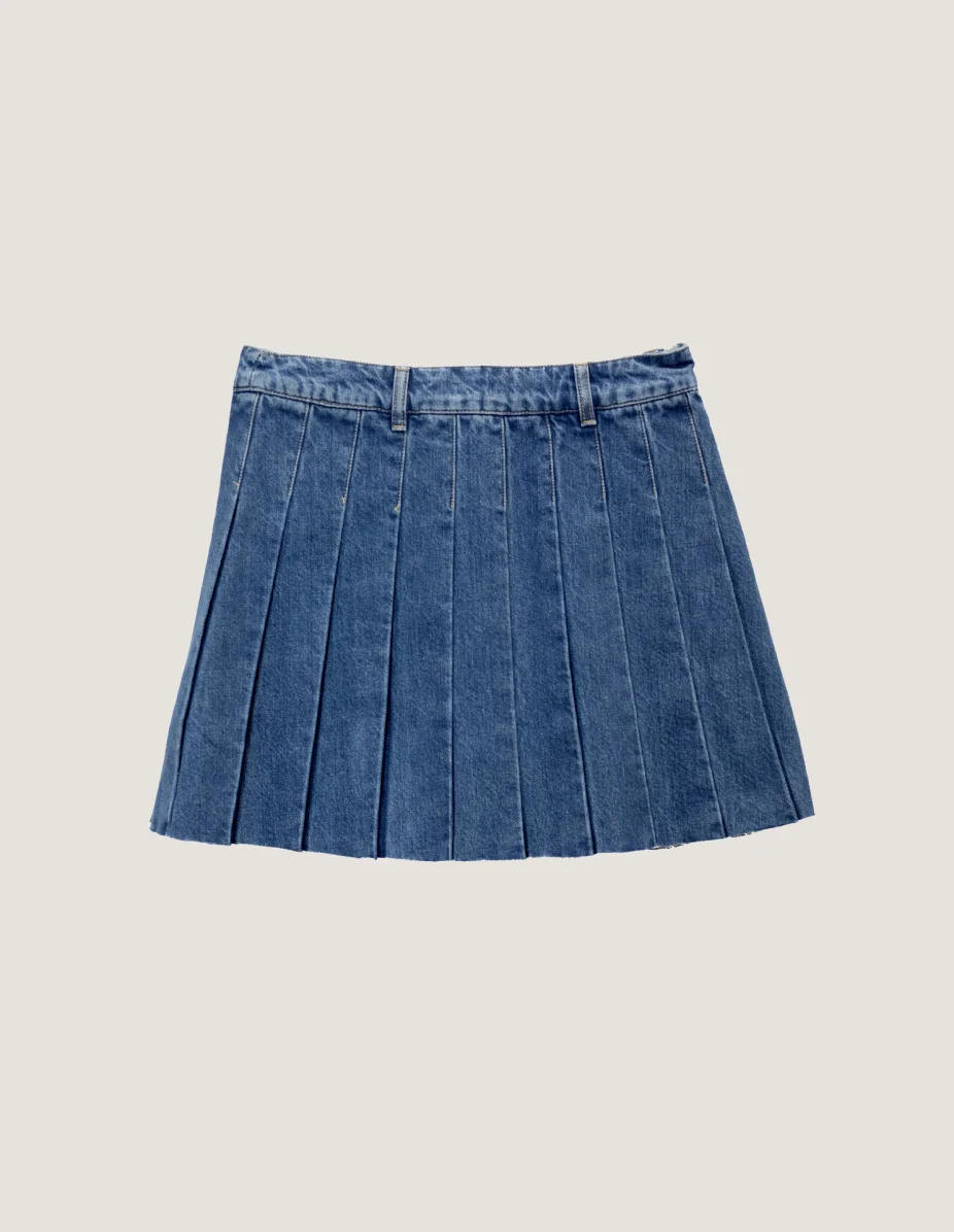 DENIM PLEATED MINI SKIRT - 1