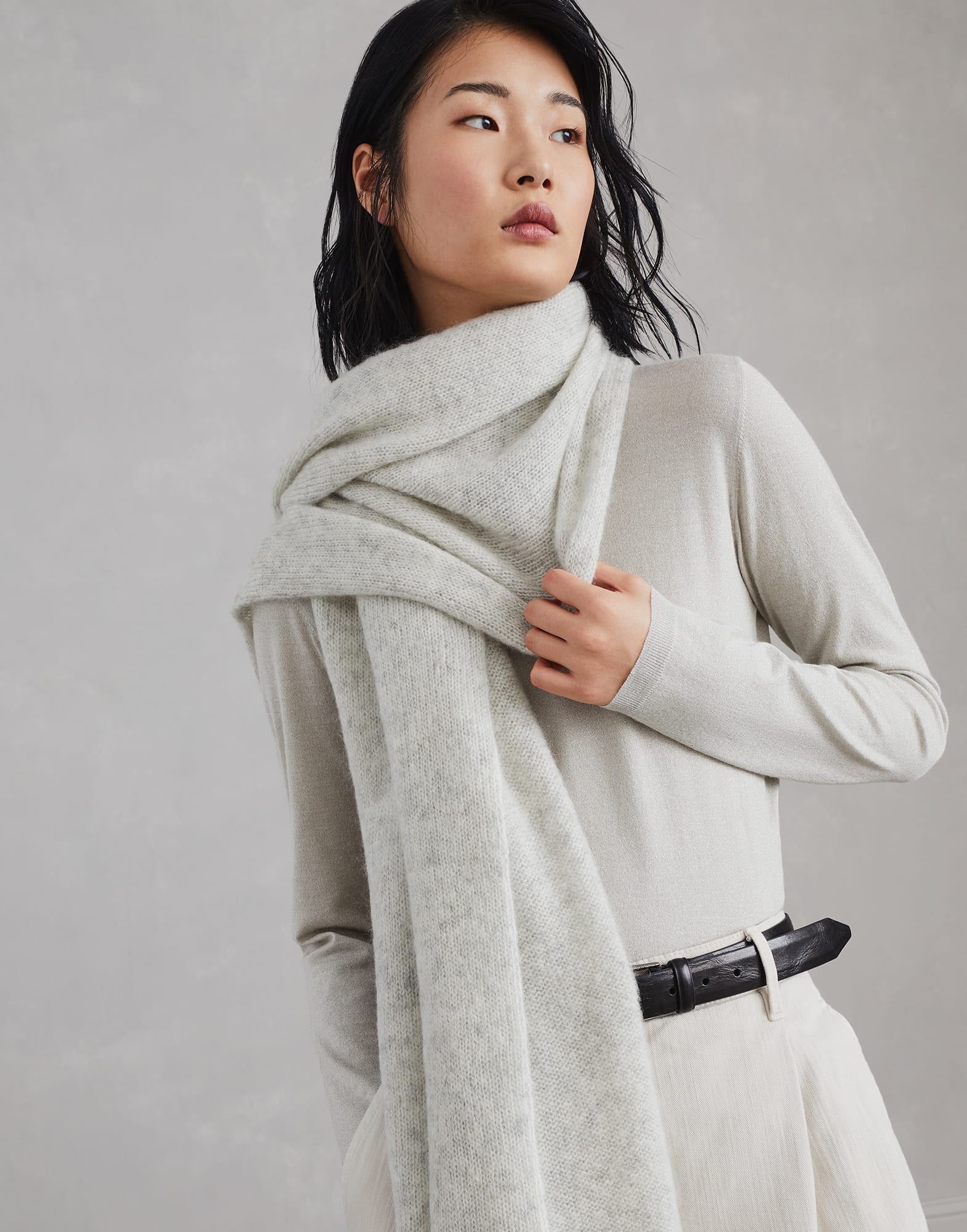 Wool and mohair scarf with monili - 4