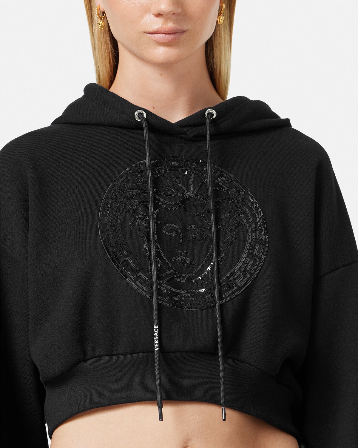 Embellished Medusa Crop Hoodie - 3