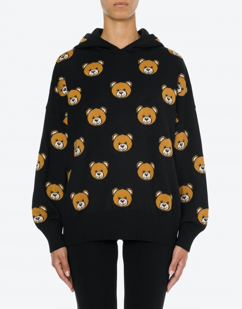 Moschino ALLOVER TEDDY BEAR HOODED SWEATER outlook