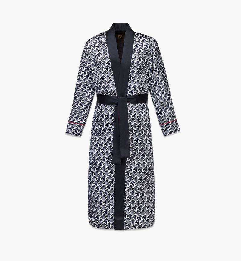 Men’s Cubic Monogram Print Silk Satin Robe 1