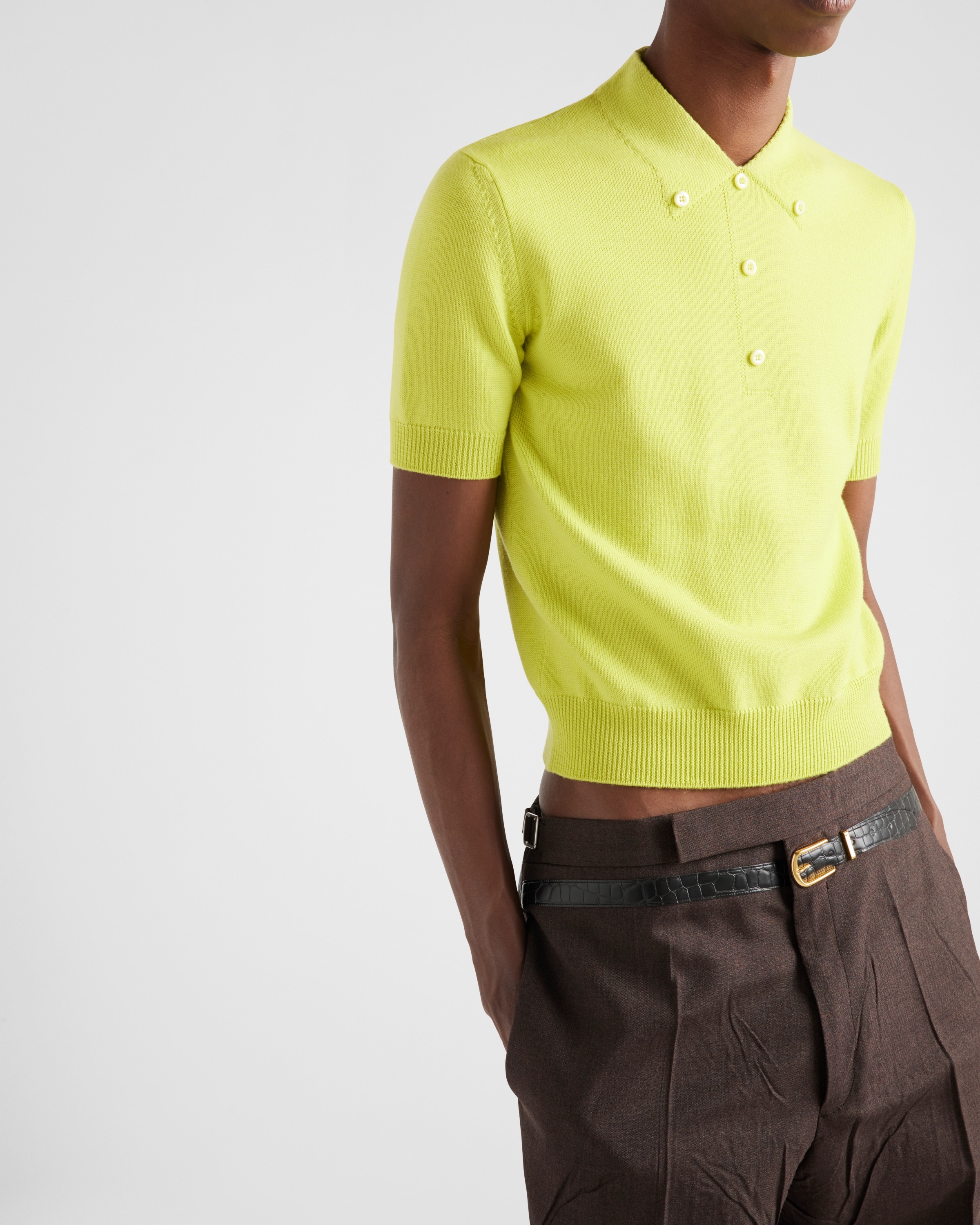 Short-sleeved wool polo shirt - 3