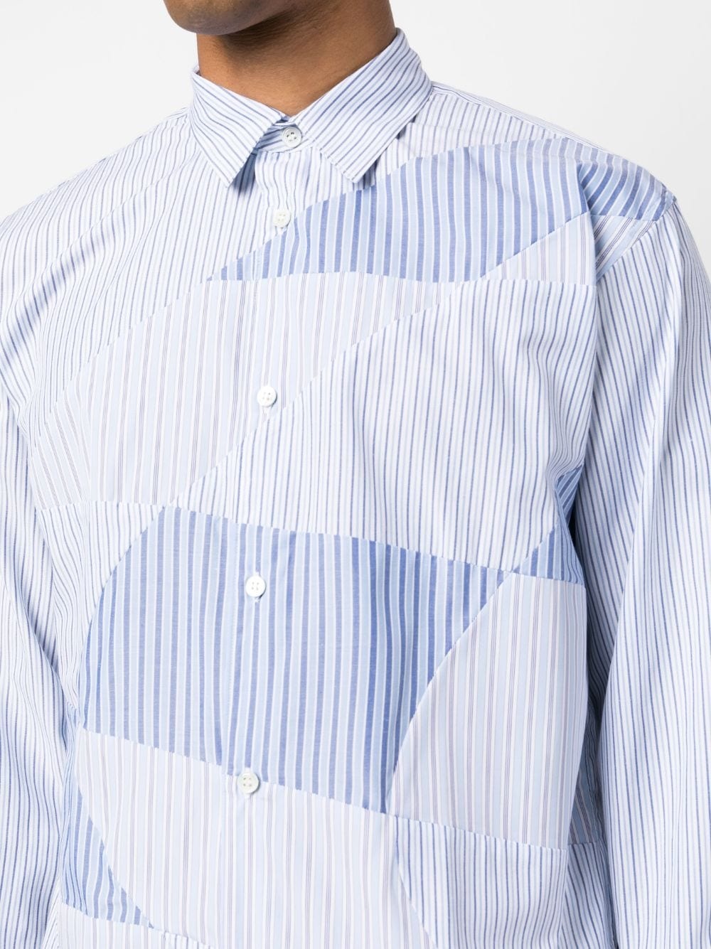 striped panelled long-sleeve shirt - 5