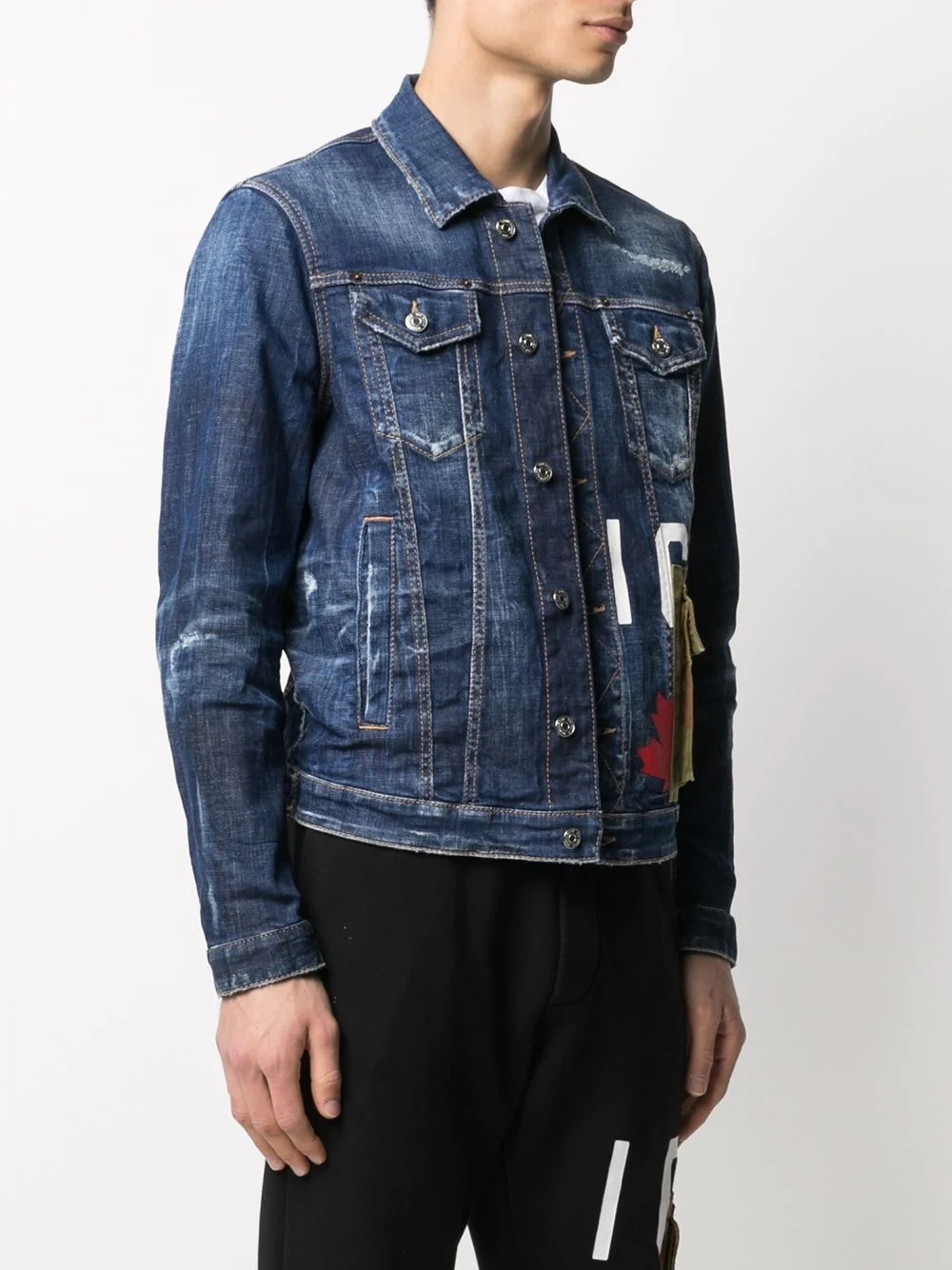 flap pocket logo denim jacket - 3