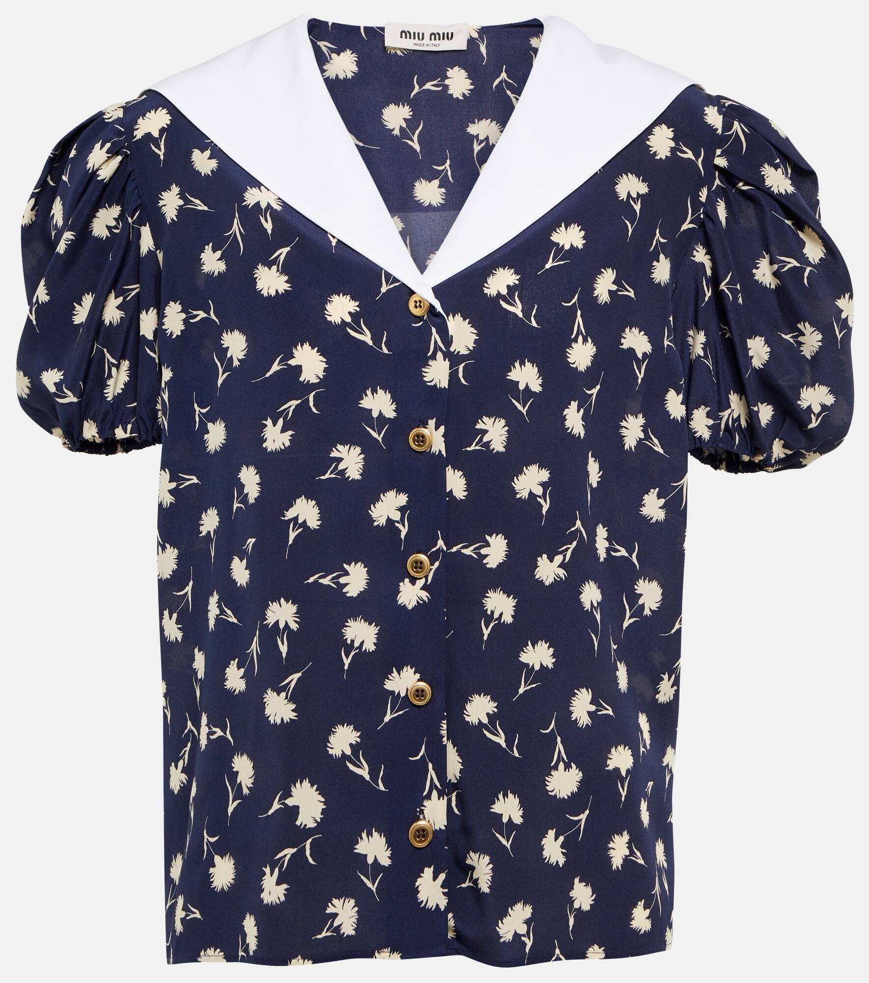 Floral silk crêpe de chine blouse - 1