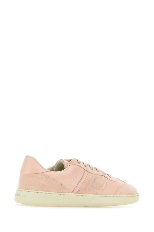 Salvatore Ferragamo Woman Pastel Pink Leather And Suede Achille Sneakers - 3