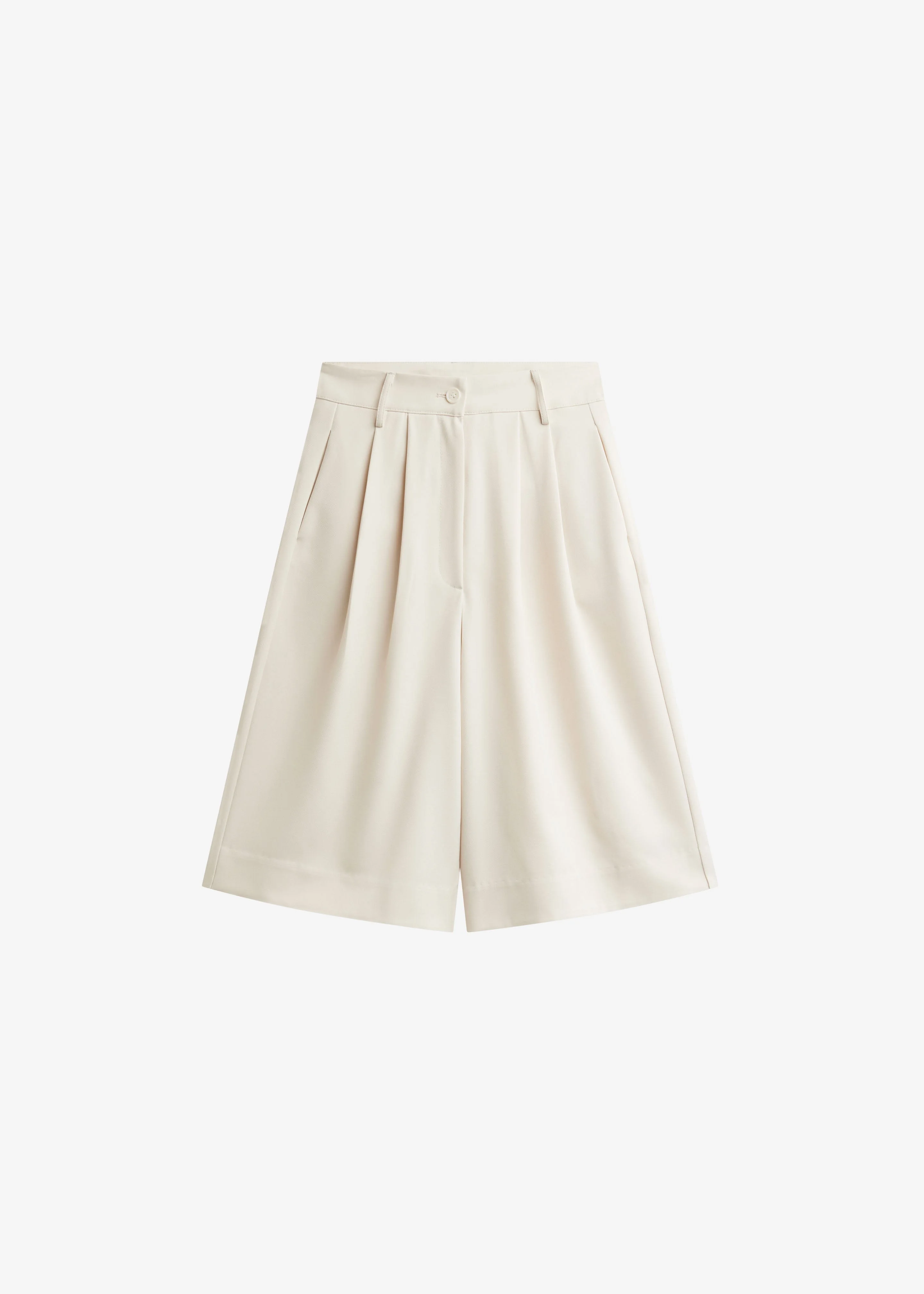 Martel Pleated Bermuda Shorts - Cream - 1