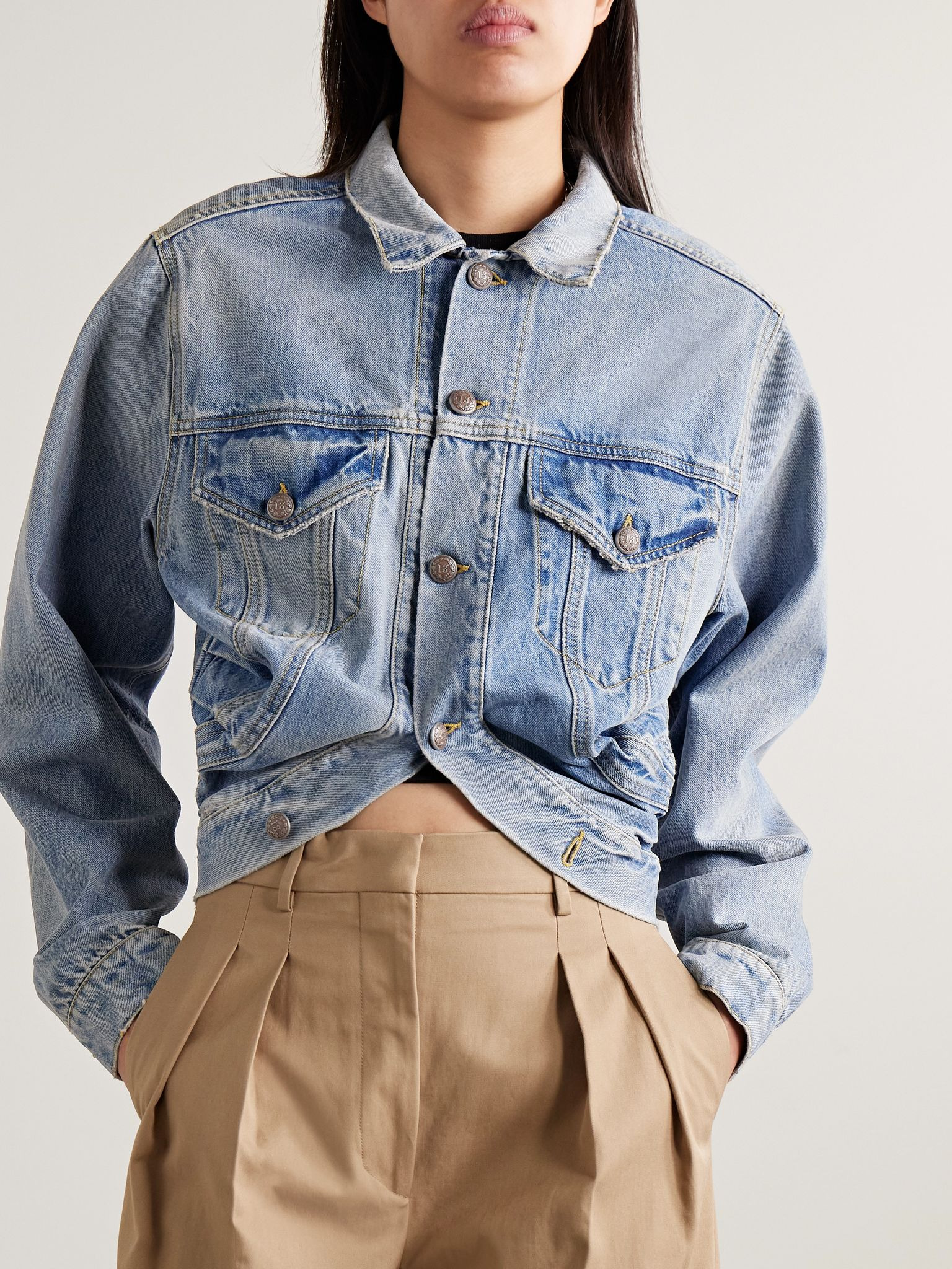 Gathered denim jacket Light denim - 3