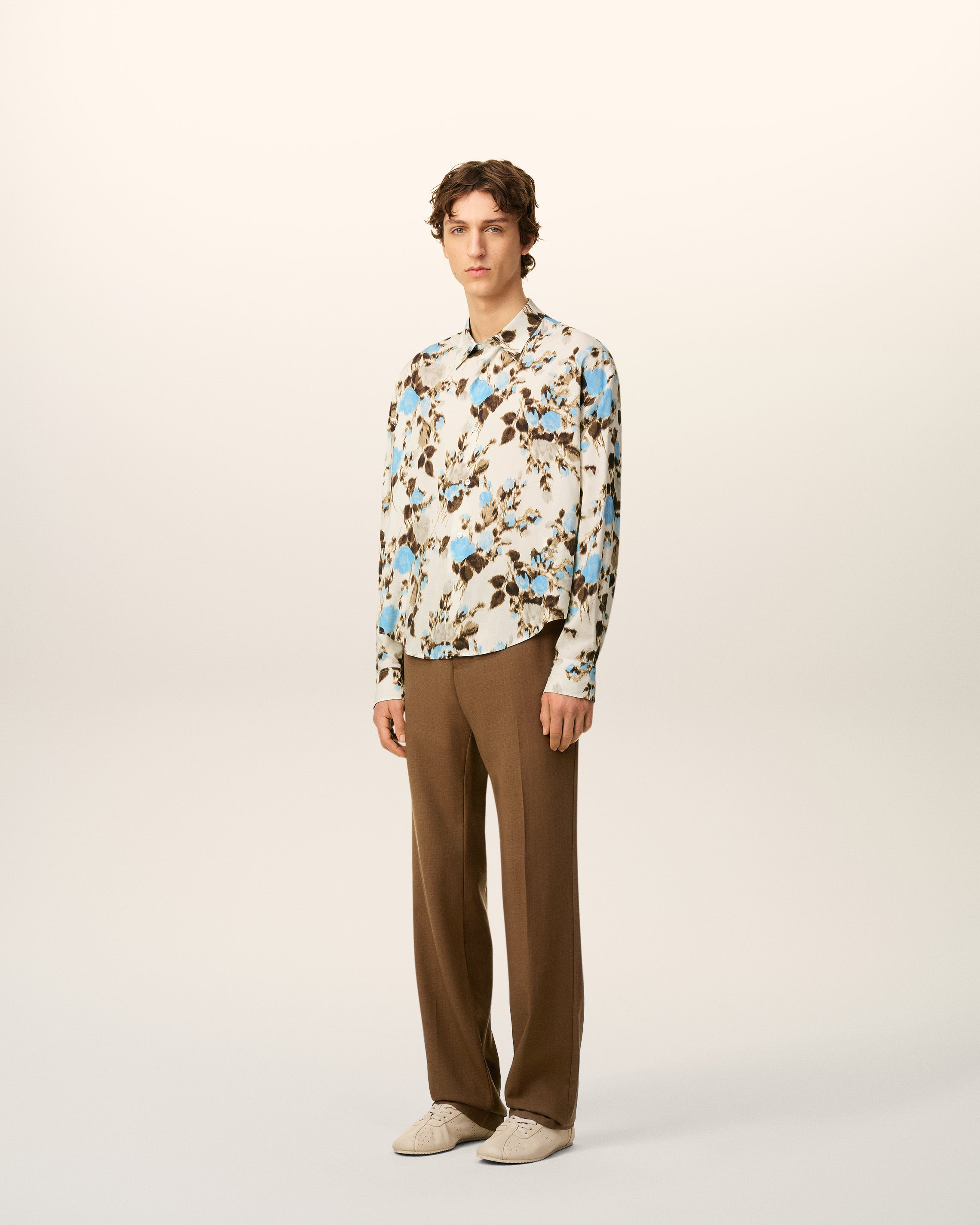 BLUE FLOWER PRINTED BOXY SHIRT - 13