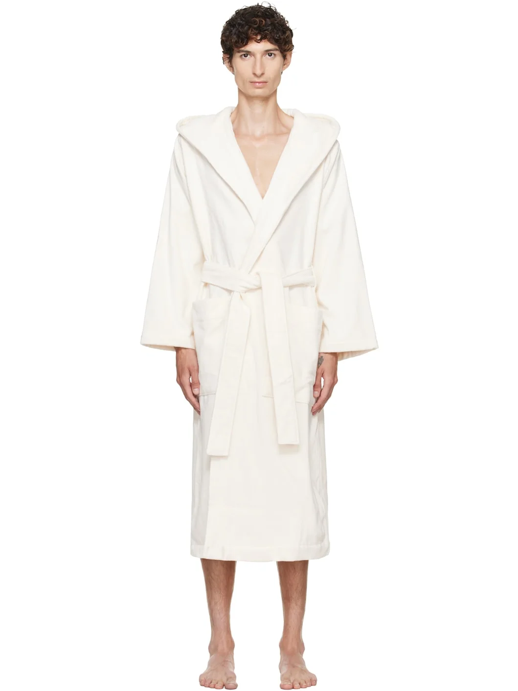 Off-White Terry Hooded Bathrobe - 1